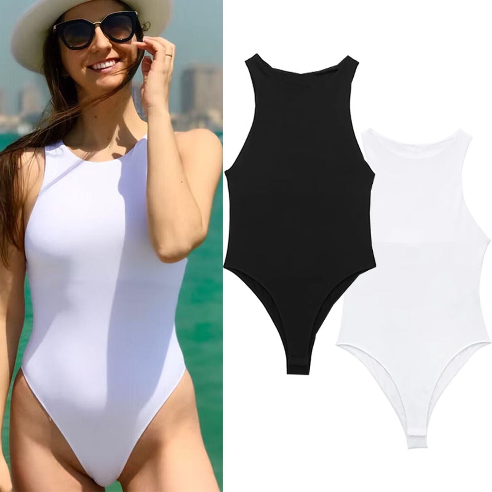 Women's White Sleeveless Bodysuit - Summer Essential
