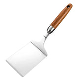 Stainless Steel Square Head Cooking Spatula with Wood Handle