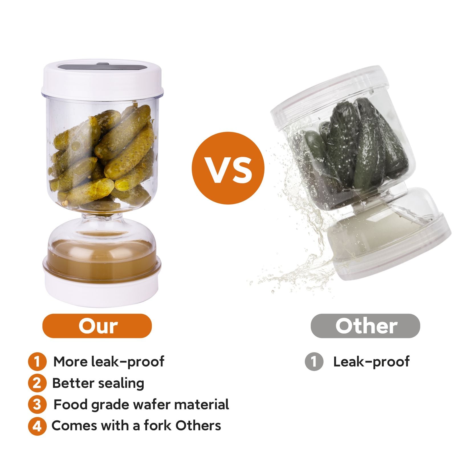 Olive and Pickle Strainer Jar - Airtight Food Storage