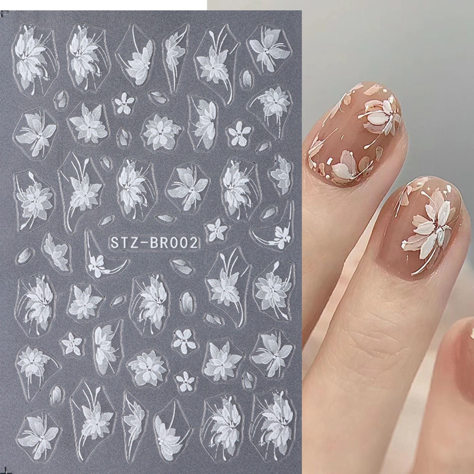3D White Flower Nail Art Stickers