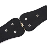 Women's Gold Leaf Elastic Wide Belt with Double Hook Closure