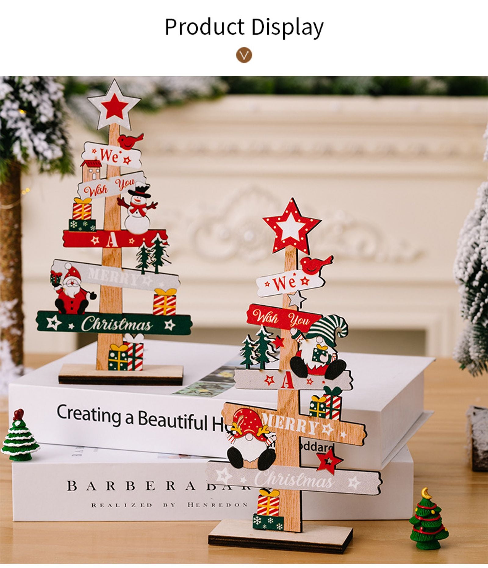 Wooden Christmas Tree Santa Claus DIY Decoration