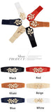 Women's Gold Leaf Elastic Wide Belt with Double Hook Closure