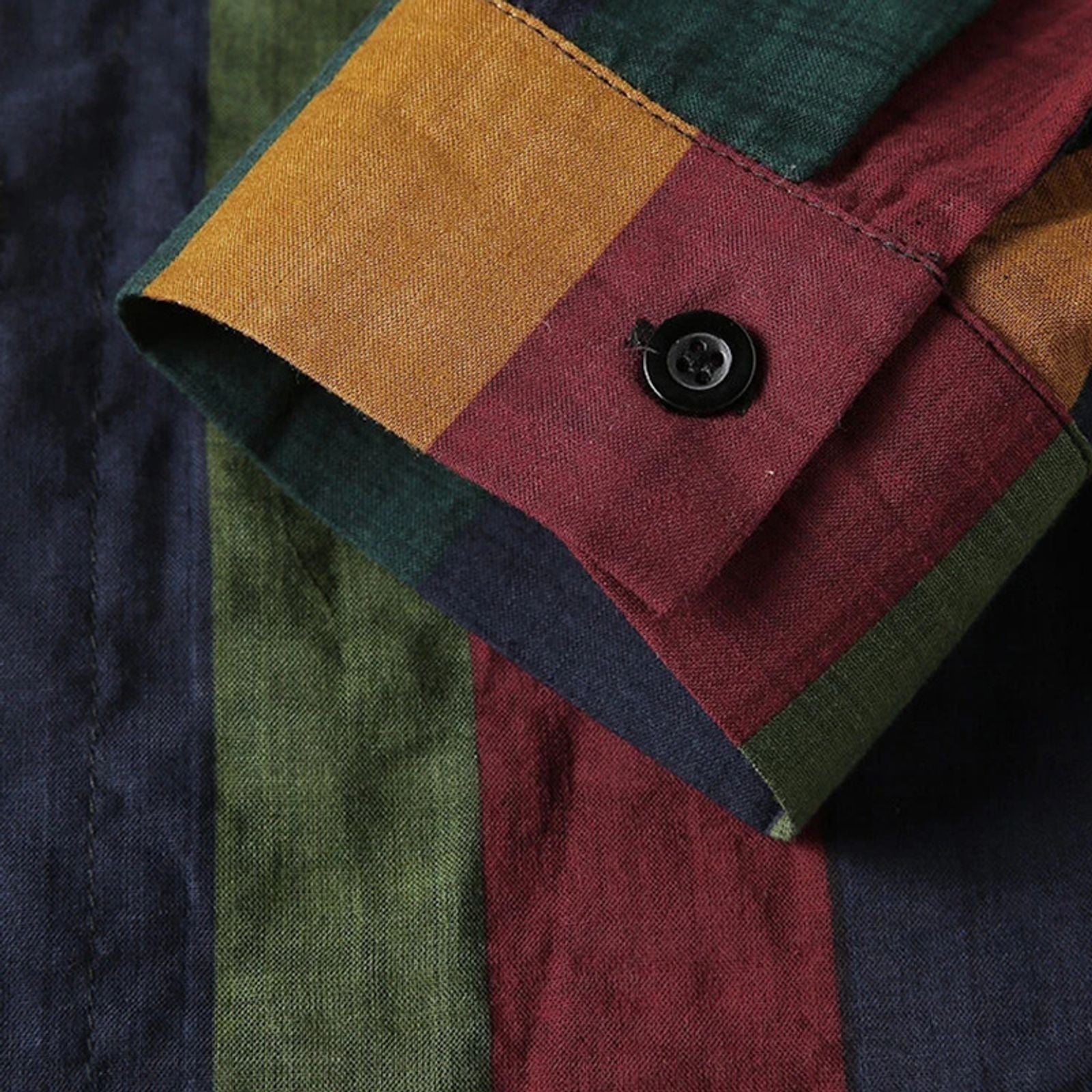 Autumn Men's Colorful Striped Long Sleeve Button-down Shirt