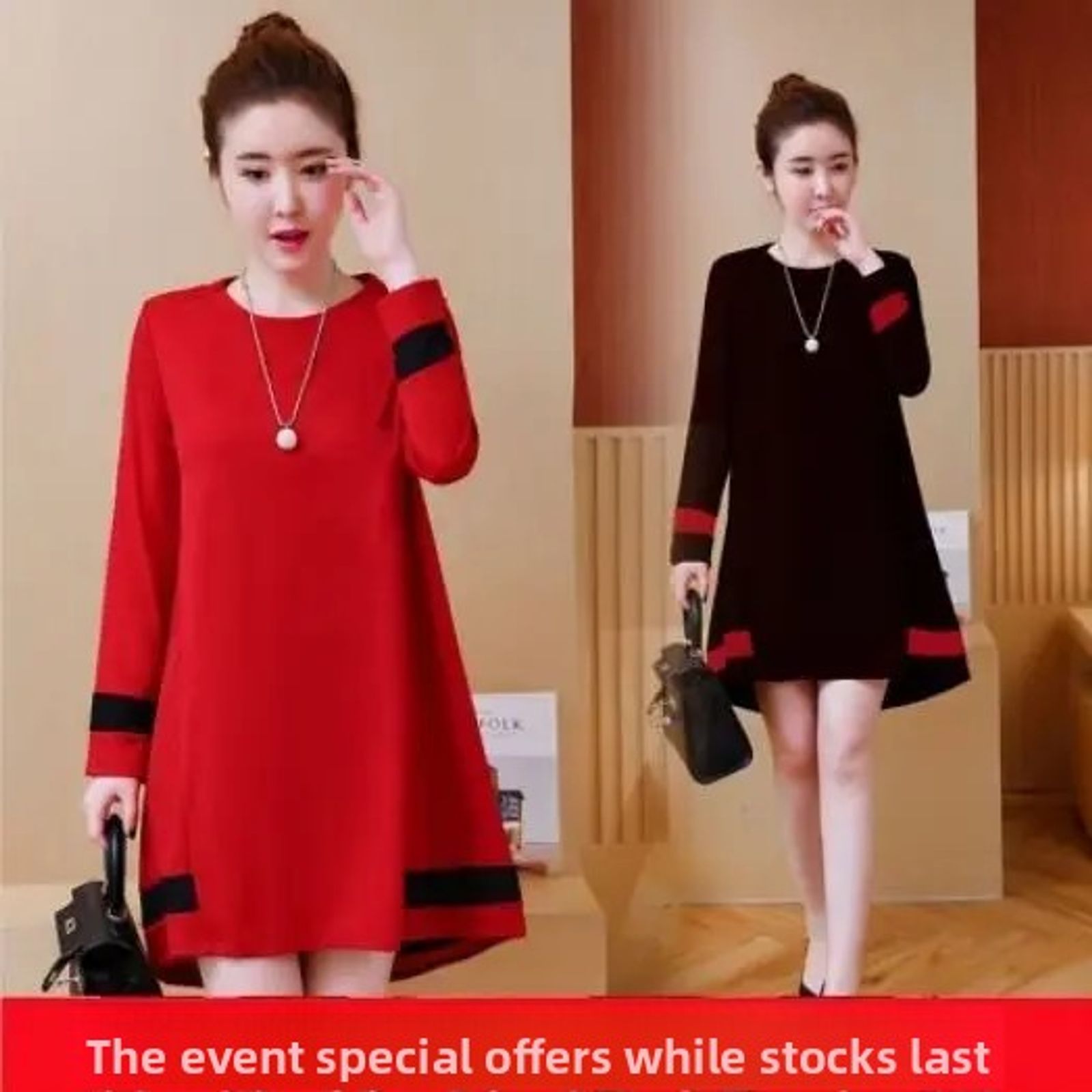 Plus Size Women's Long Sleeve T-Shirt Dress