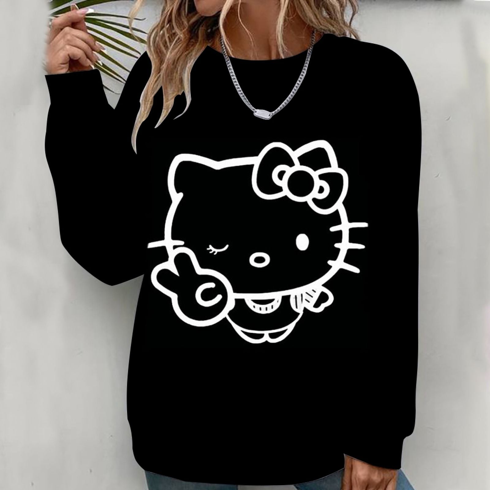Hello Kitty Women's Hoodie - Fashionable Round Neck Sweatshirt