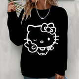Hello Kitty Women's Hoodie - Fashionable Round Neck Sweatshirt