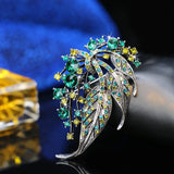 Elegant Colorful Hollow Leaf Brooch for Women