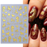 2pcs Bronzing Horse Nail Stickers with Cactus Design