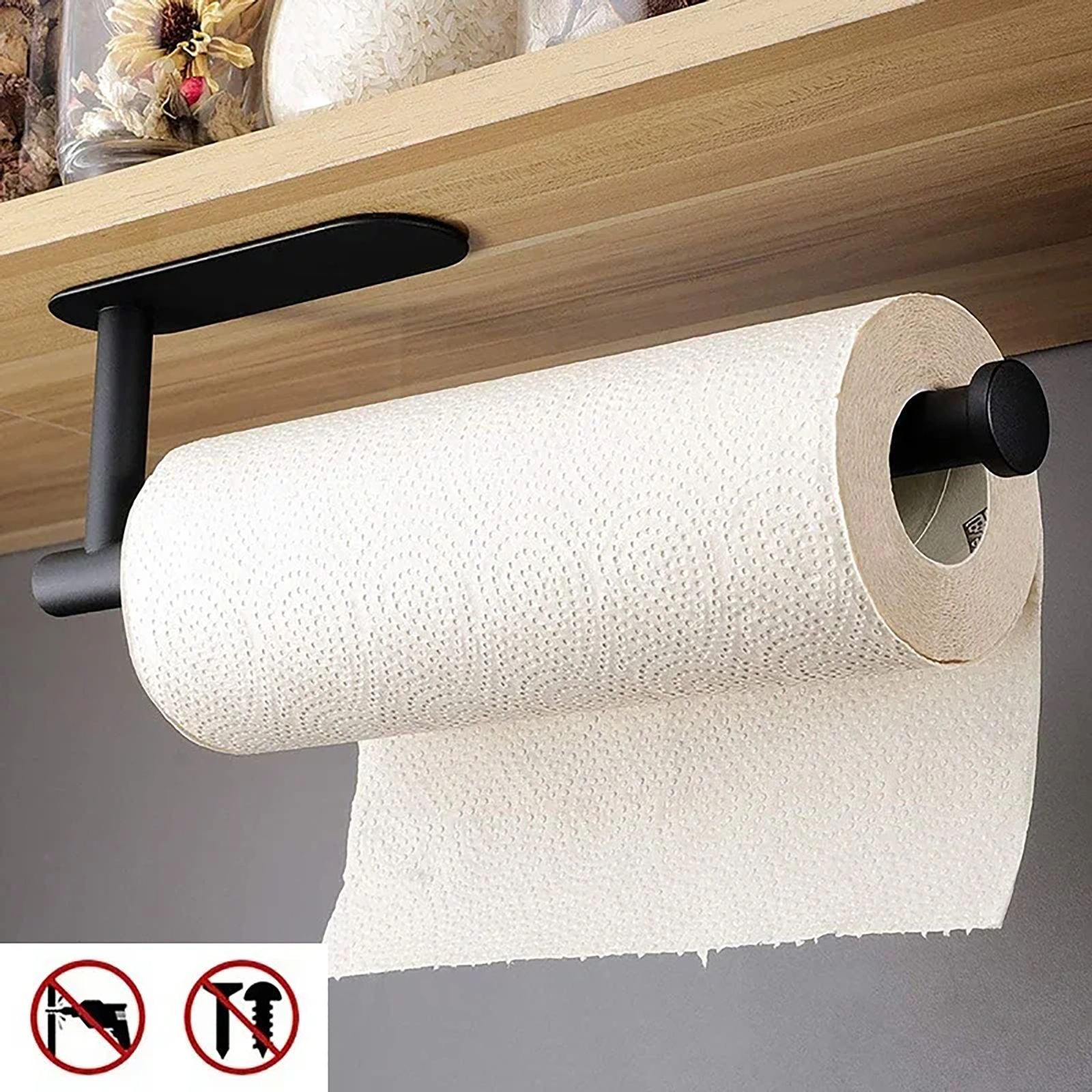 Adhesive Kitchen Paper Towel Holder and Tissue Hanger