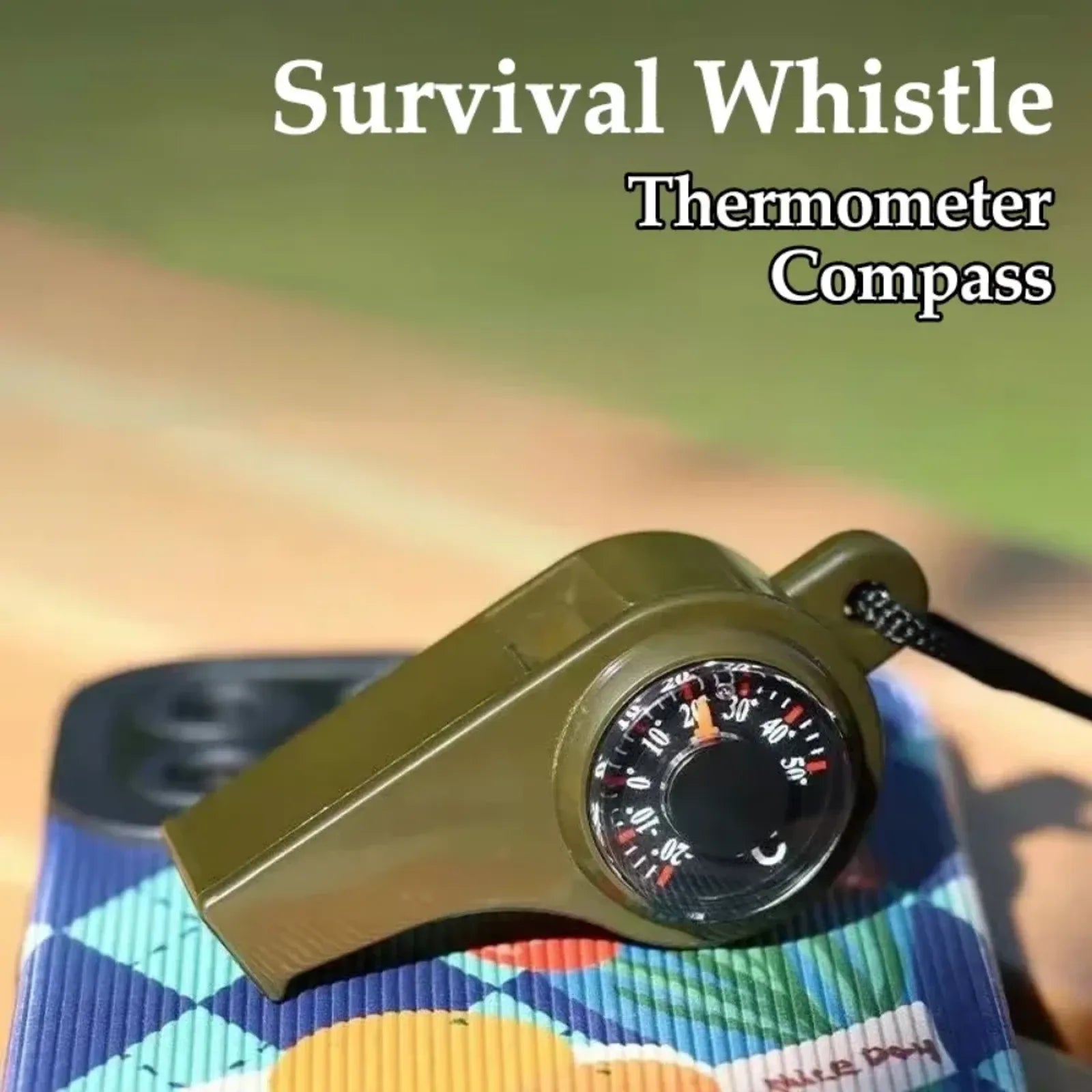 3-in-1 Outdoor Emergency Whistle with Compass and Thermometer