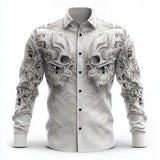 Hip Hop Skull Print Long Sleeve Shirt for Men