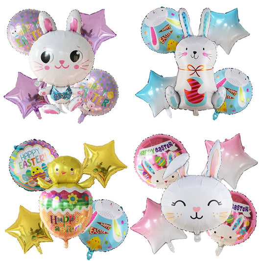 5 Pcs Cartoon Rabbit Foil Balloons for Easter & Birthday
