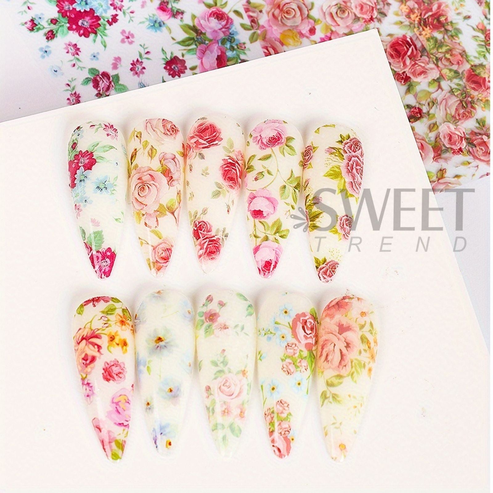 10PCS Mixed Nail Art Foils Transfer Sticker Set