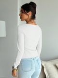Elegant Solid Color Long Sleeve T-Shirt for Women