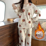 Coral Fleece Women Pajama Set - Warm Winter Sleepwear