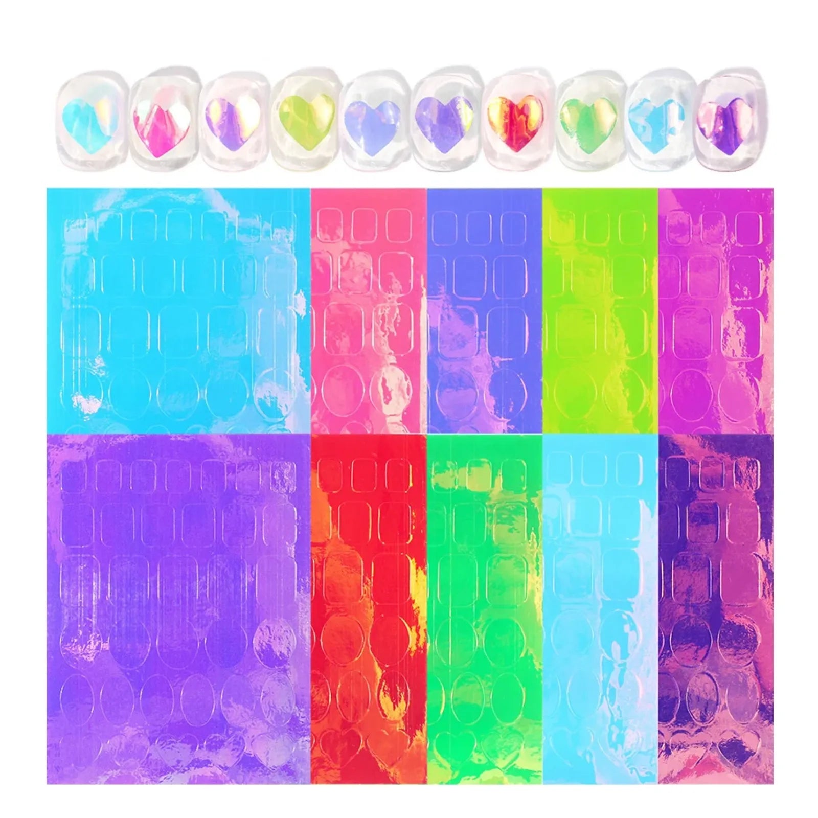 11 Sheets of Aurora Ice Glass Nail Art Stickers