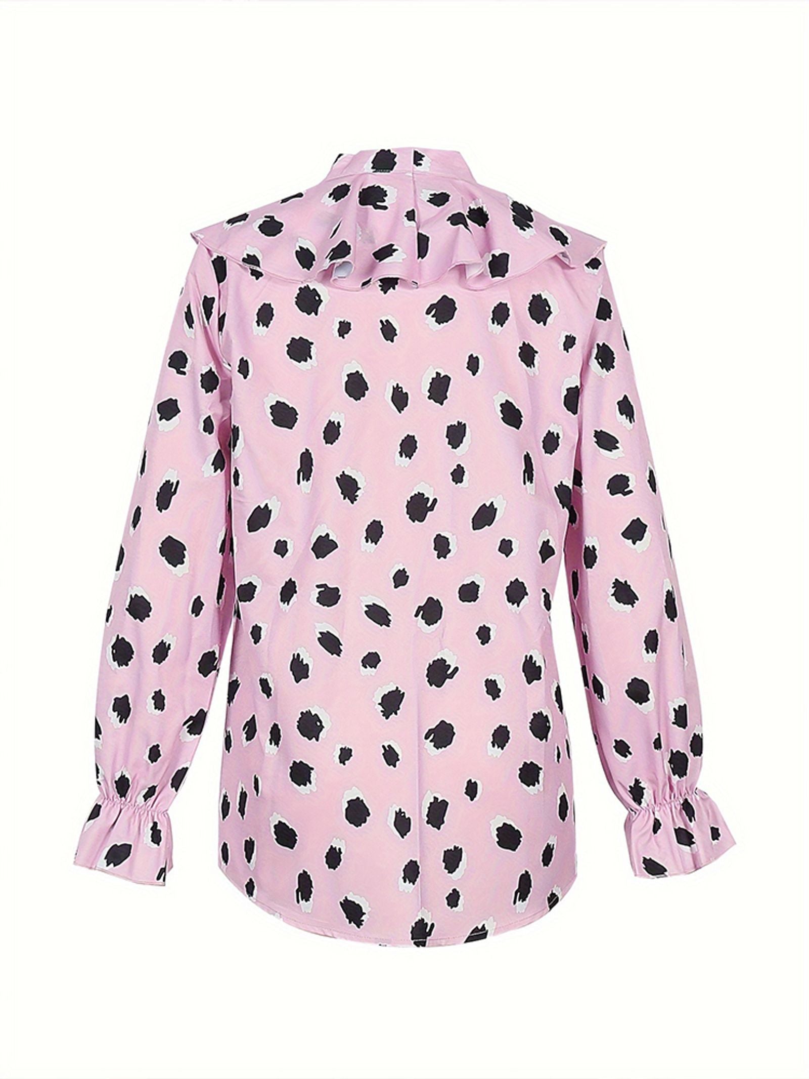 Ladies Vintage Ruffle Long Sleeve V Neck Top