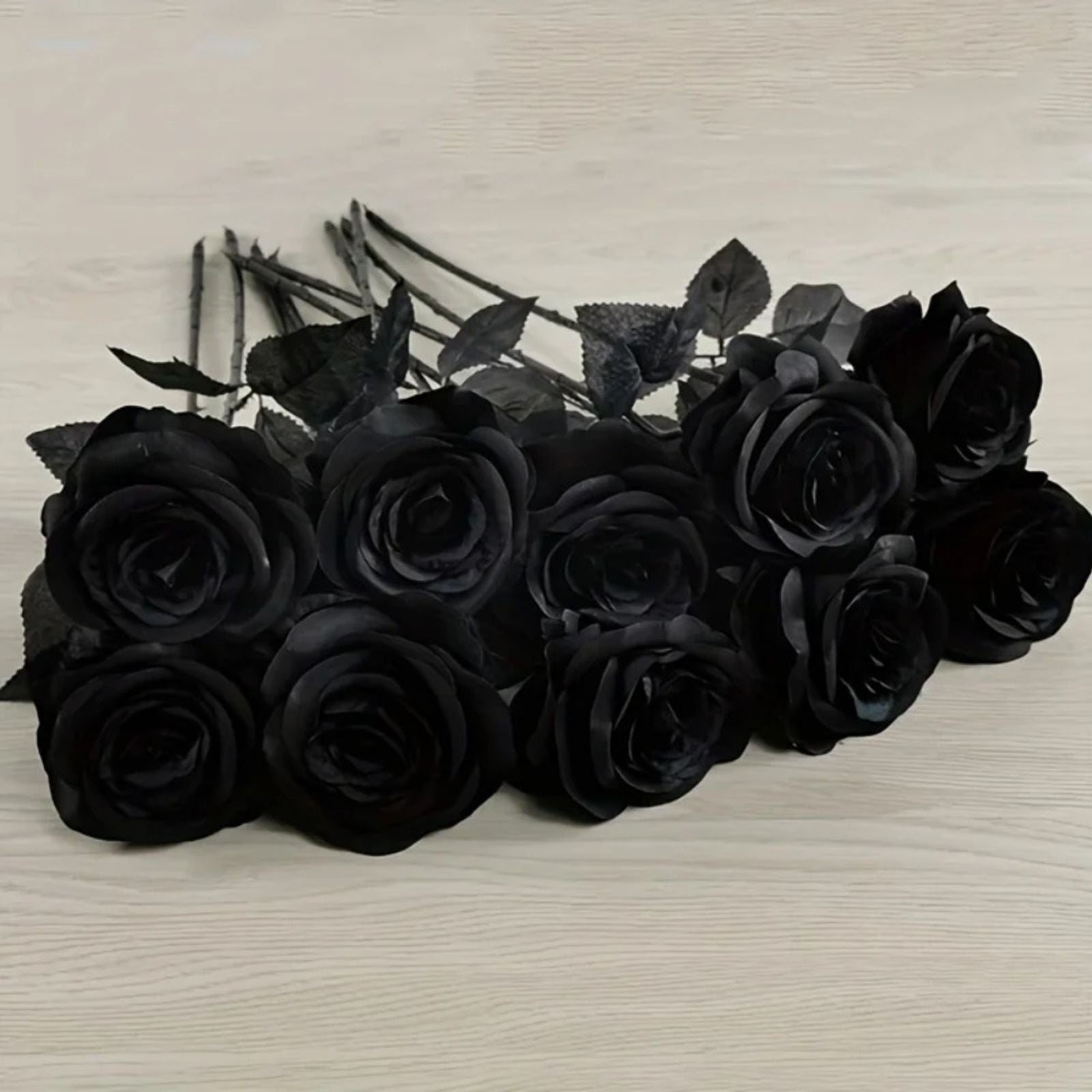 Artificial Black Roses - Long Stem Fake Flowers for Decor