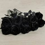 Artificial Black Roses - Long Stem Fake Flowers for Decor