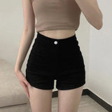 Black Women's High-Waisted Casual Tights Shorts