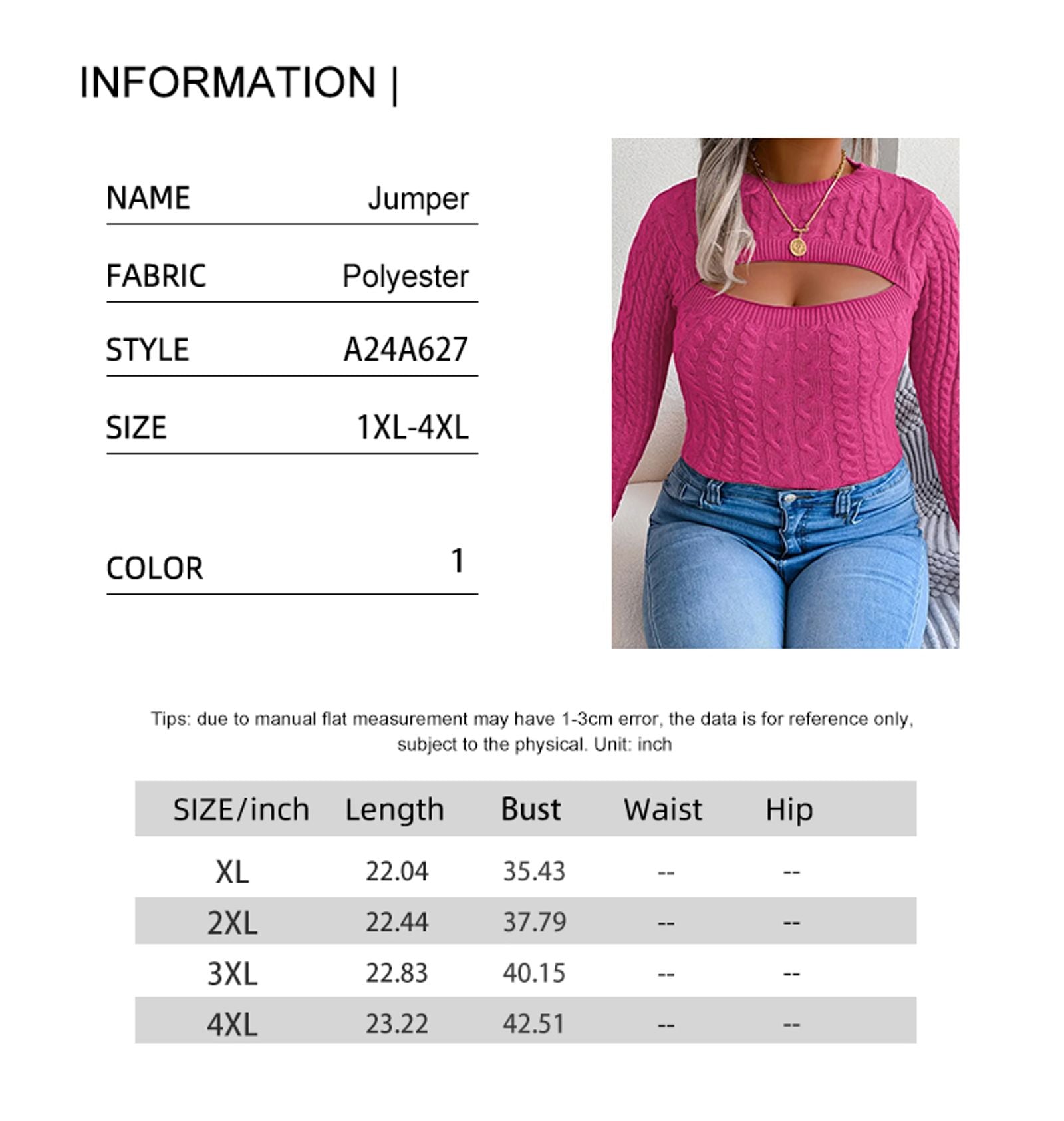 Plus Size Solid Color Cutout Knit Sweater for Women