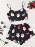 Women's Cute Gingerbread Print 2-Piece Christmas Pajama Set