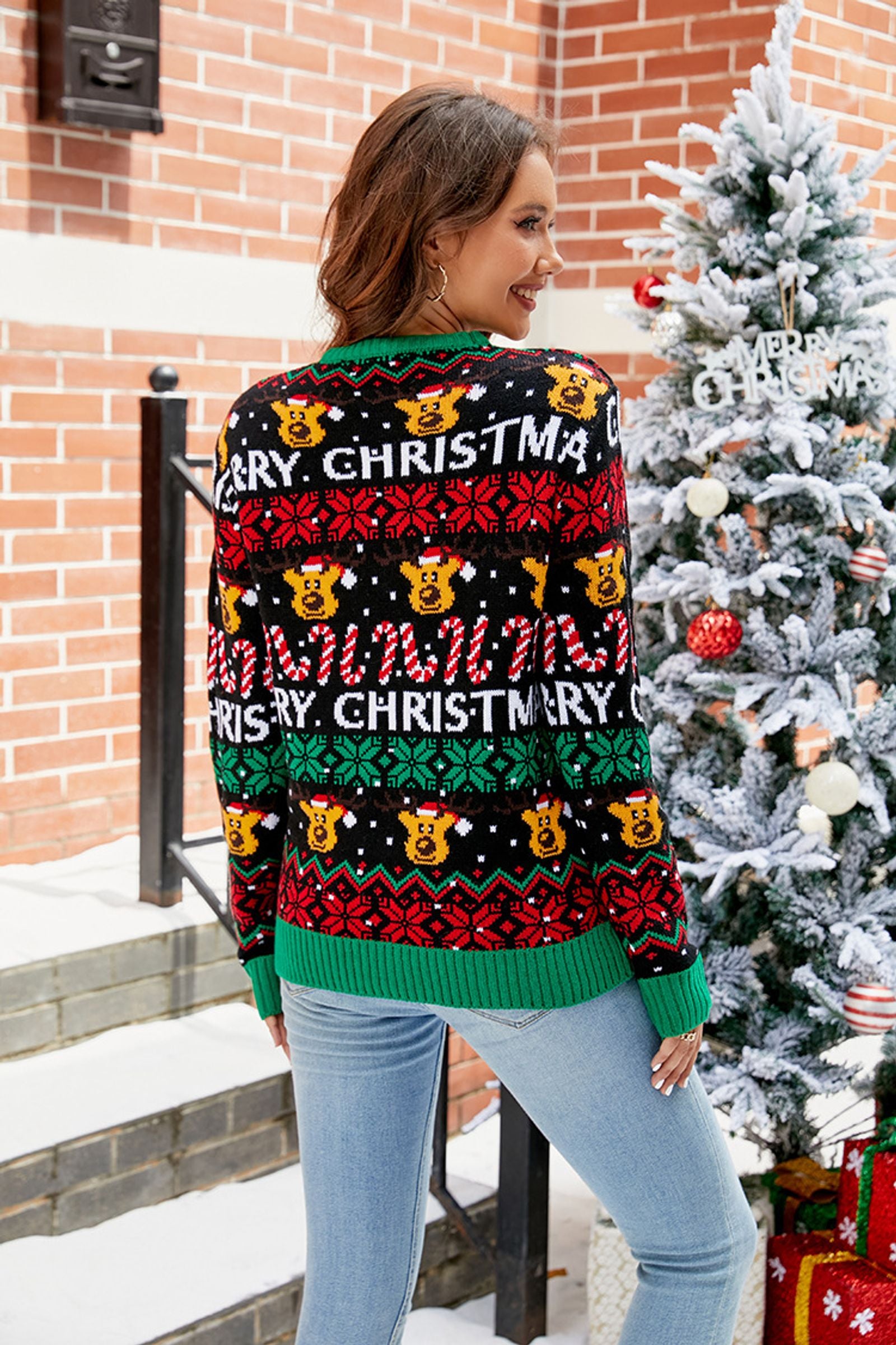 Women's Loose-Style Elk Christmas Sweater