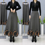 Women’s Floral Embroidered Knit Maxi Skirt