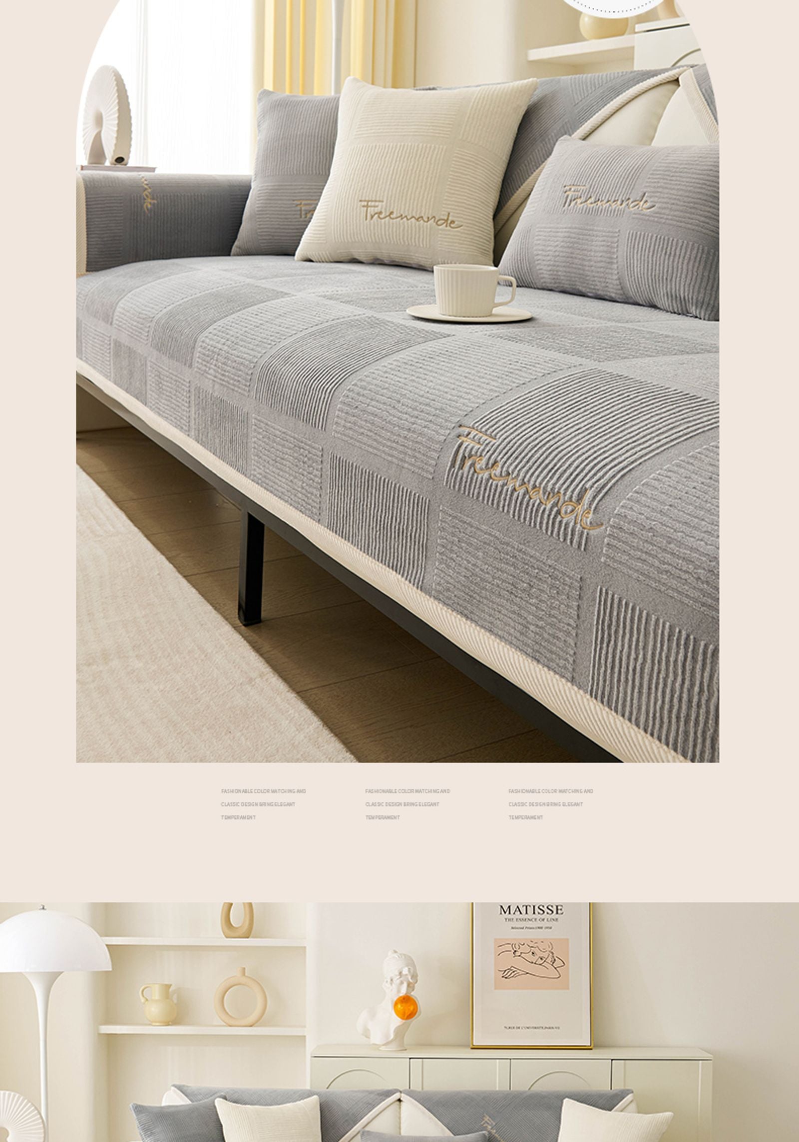 Non-Slip Plush Sofa Cover for Winter Comfort