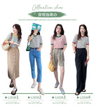 Women's Summer Stripe Knitted Round Collar T-Shirt
