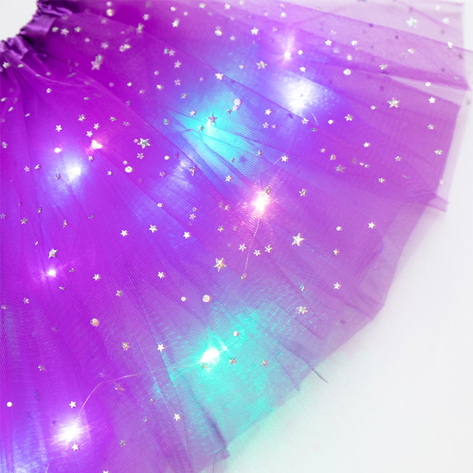 LED Glowing Women's Tulle Star Mini Skirt