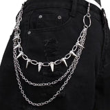 Layered Punk Street Spike Chain Keychain for Men and Women