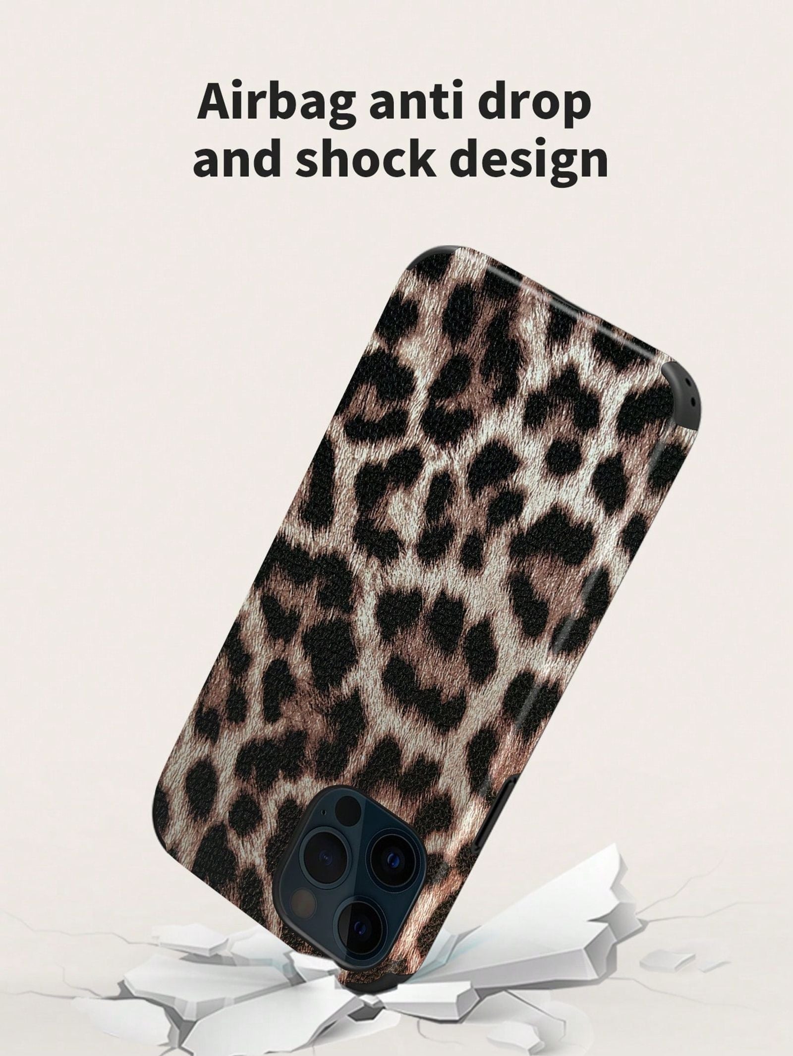 Leopard Print PU Leather Shock-Proof Phone Case for iPhone