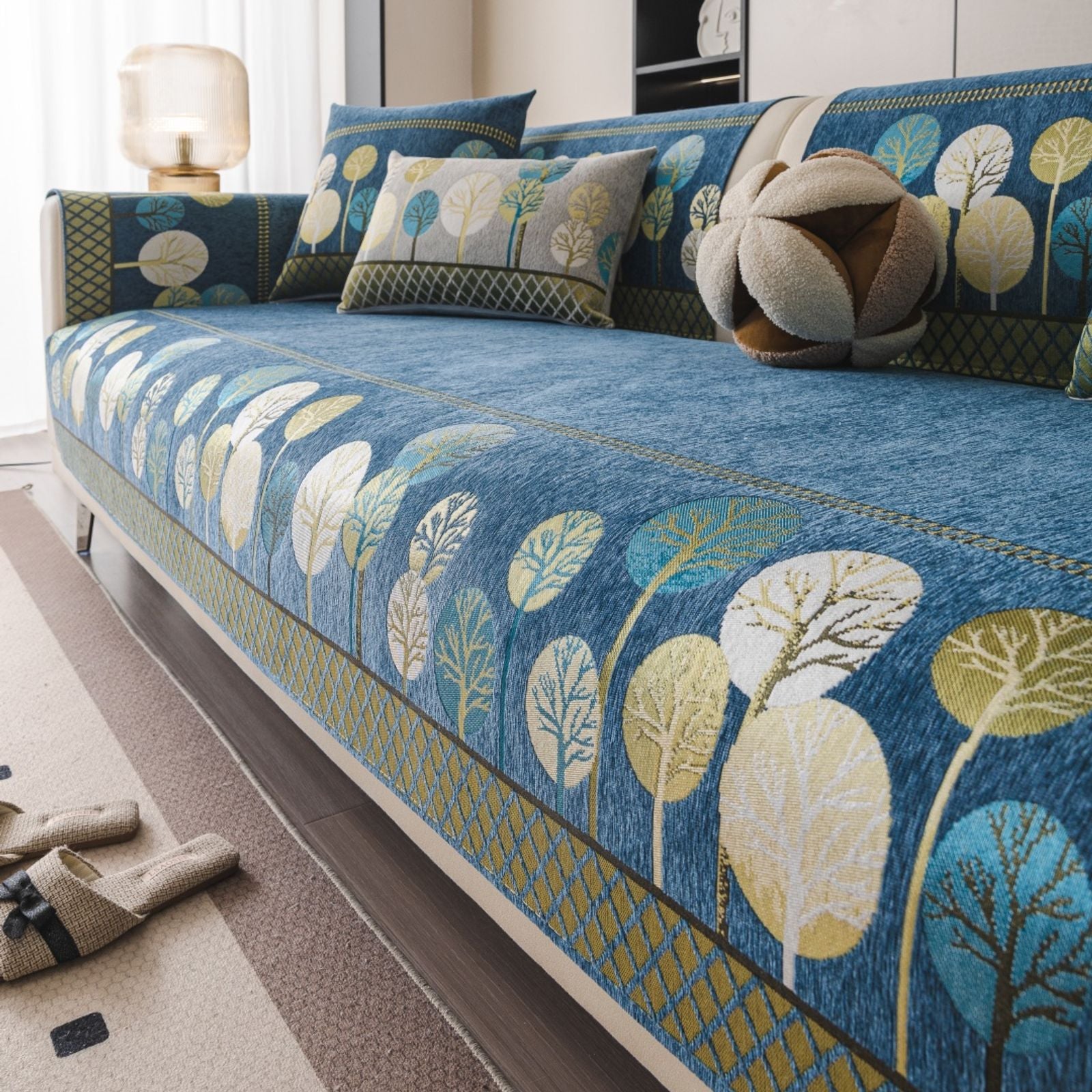 Boho Full Moon Tree Jacquard Chenille Sofa Cover