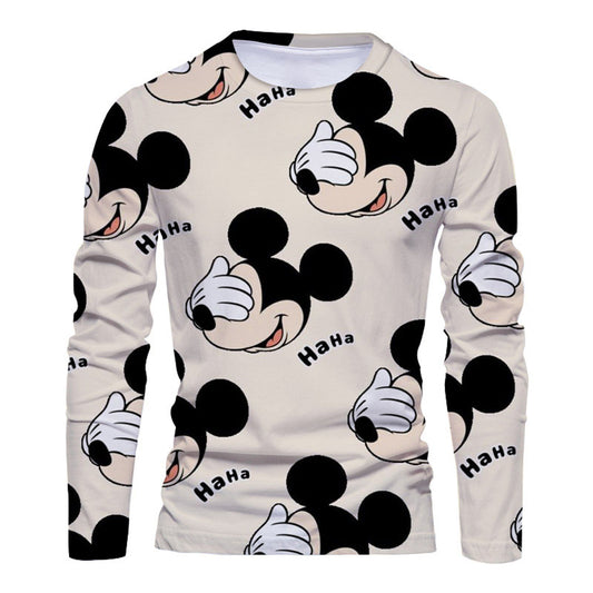 Men's Disney Stitch & Mickey Anime Fashion Long Sleeve T-Shirt