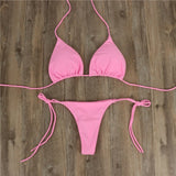 Pink High Leg Thong Bikini for Women