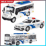 Large Police Bus Pull Back Vehicle with Lights and Music