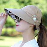 Womens Summer Wide Brim Foldable Sun Hat - Anti-UV Visor