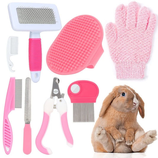 8-Piece Pink Rabbit Beauty Set for Small Animals