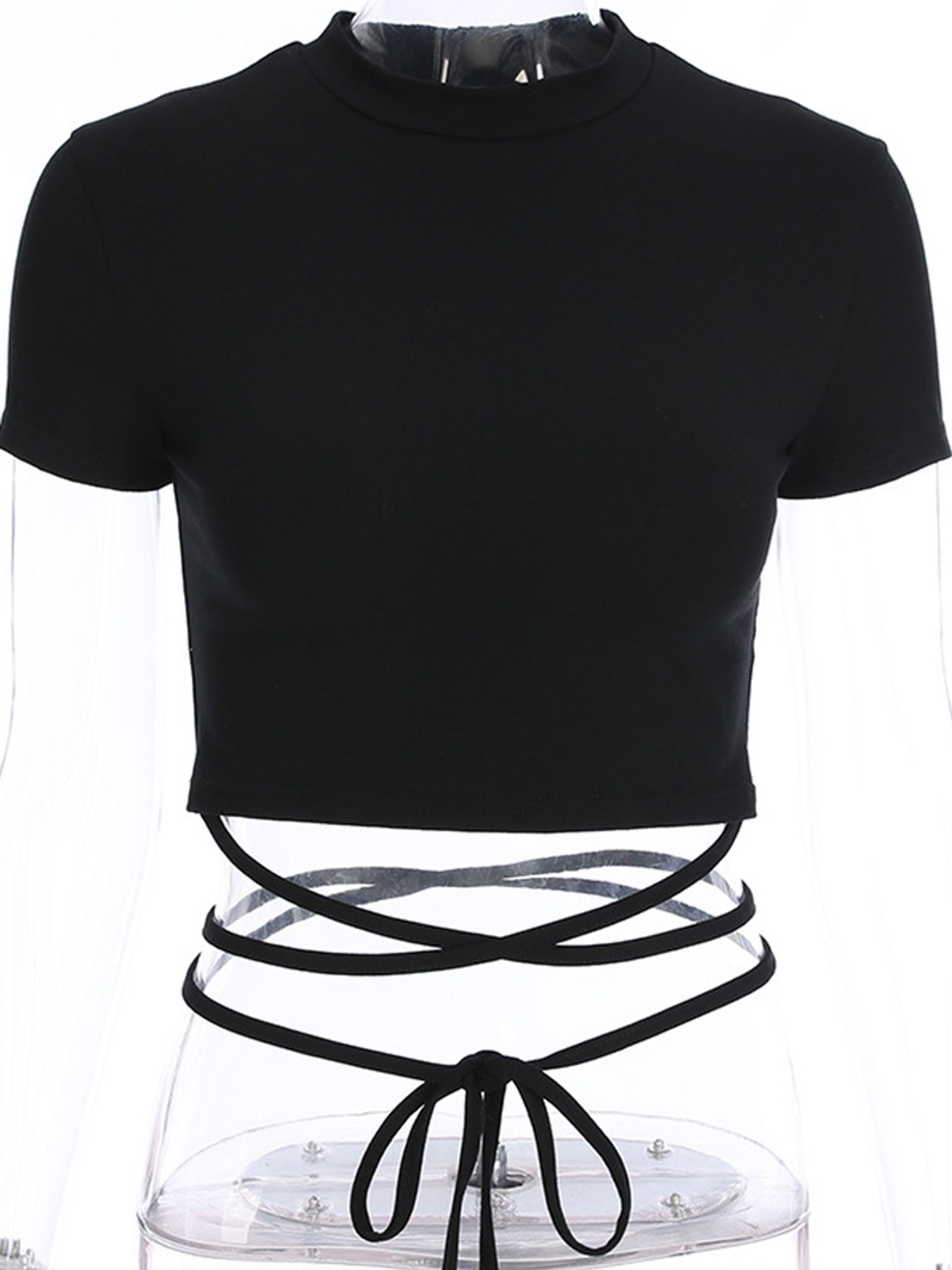 Women’s Black Short Sleeve Crop Top