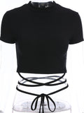 Women’s Black Short Sleeve Crop Top
