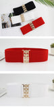 Women's Versatile Wide Belt with Golden Buckle