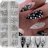 Y2K Punk Metal Nail Charms - 12 Grids Alloy Rivets