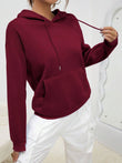 Solid Color Fleece Hoodie for Women