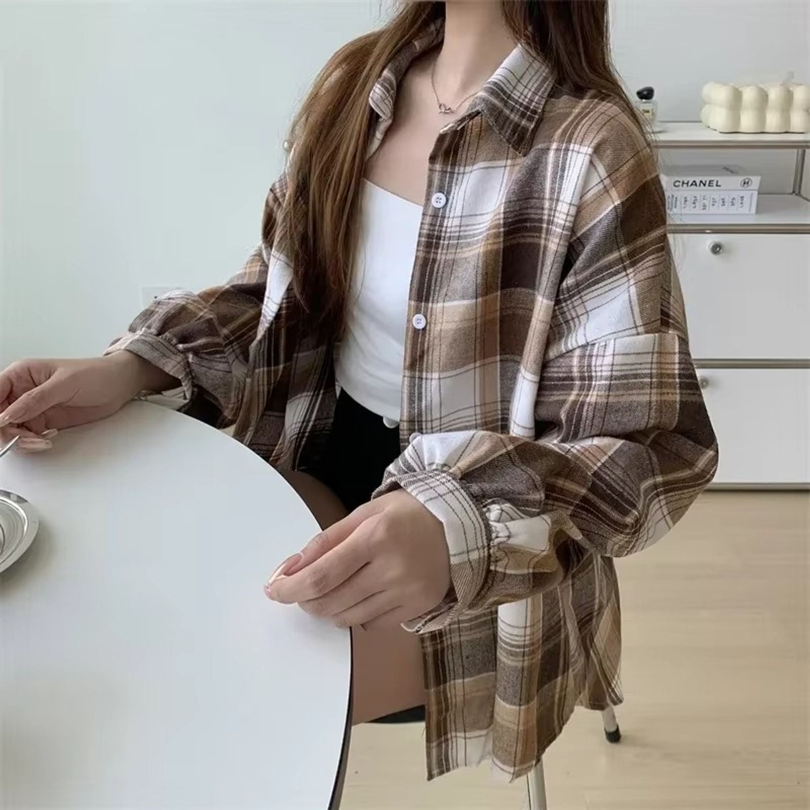 Women’s Vintage Plaid Long Sleeve Shirt