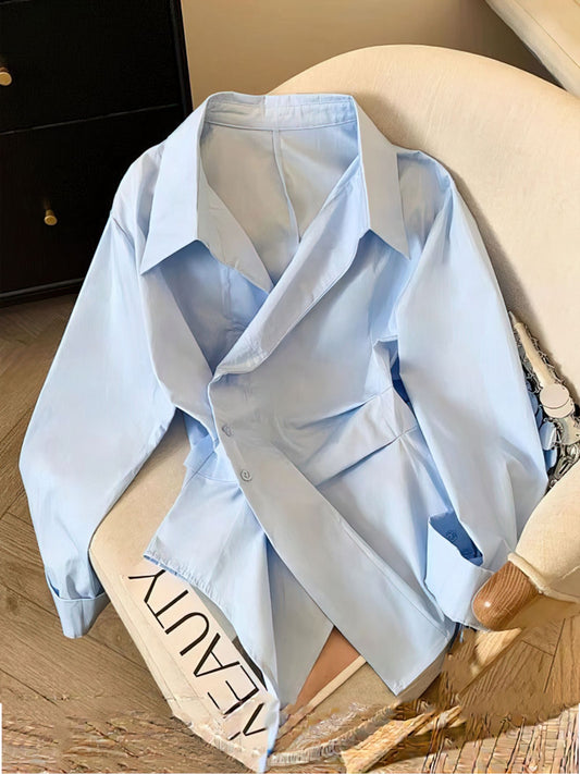 Elegant Women's Long Sleeve Polo Tunic Shirt