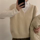 V-Neck Sleeveless Knit Waistcoat for Women