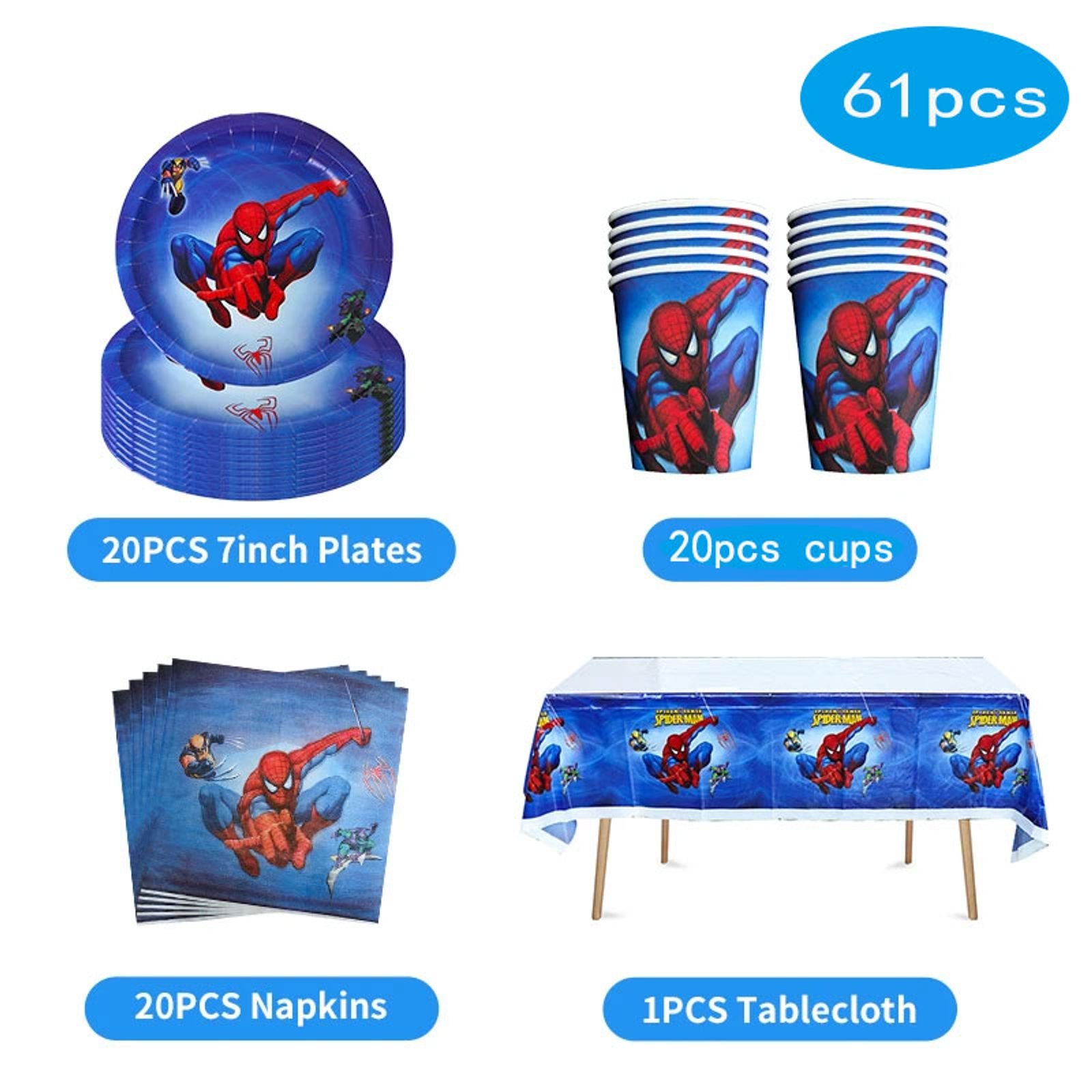 Spiderman Birthday Tableware Set for Kids