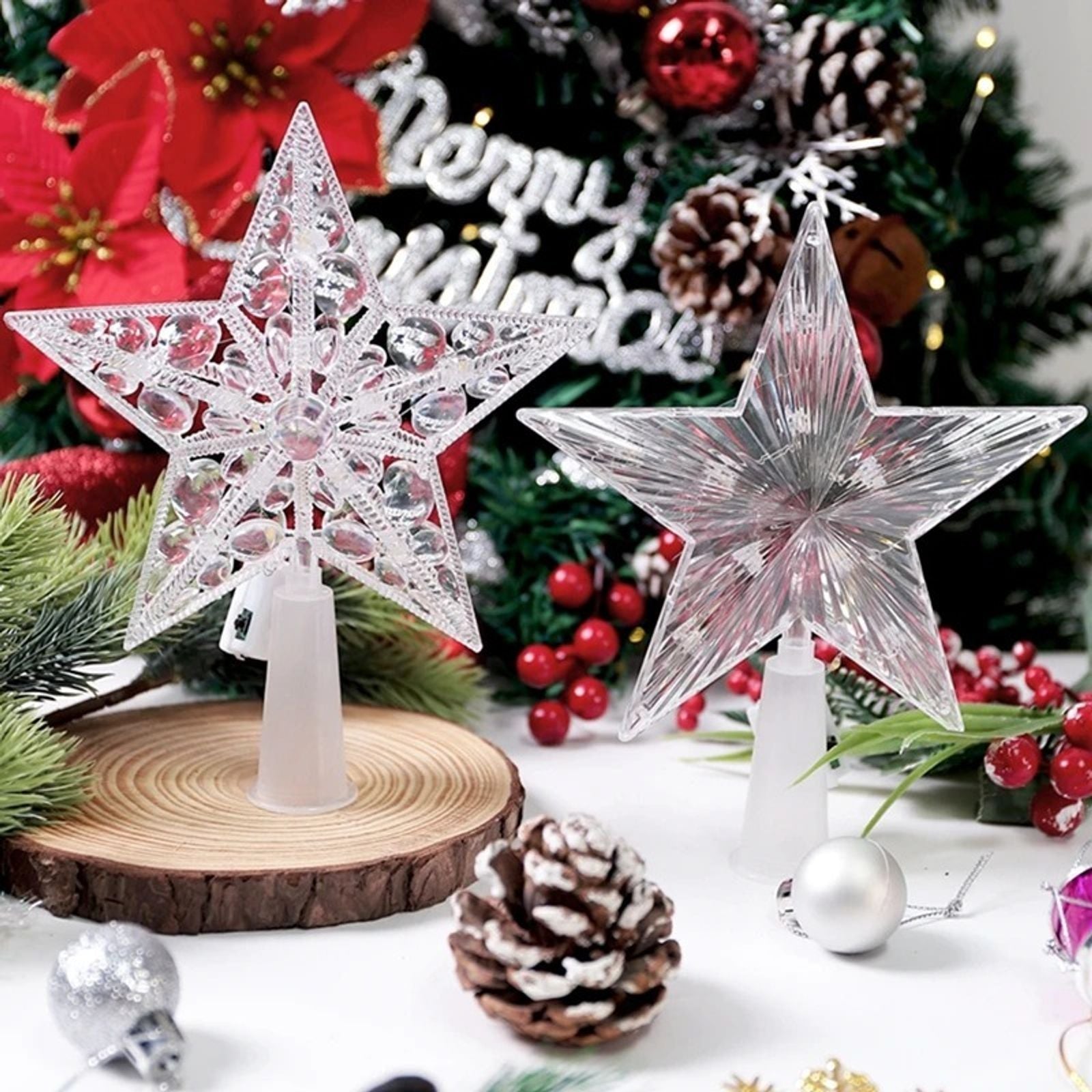15cm Warm White LED Christmas Tree Star Decoration
